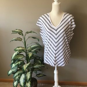 WHBM Black and White Striped Shirt
